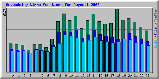 Anvndning timme fr timme fr Augusti 2007