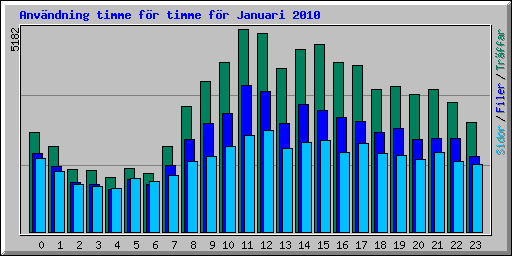 Anv�ndning timme f�r timme f�r Januari 2010